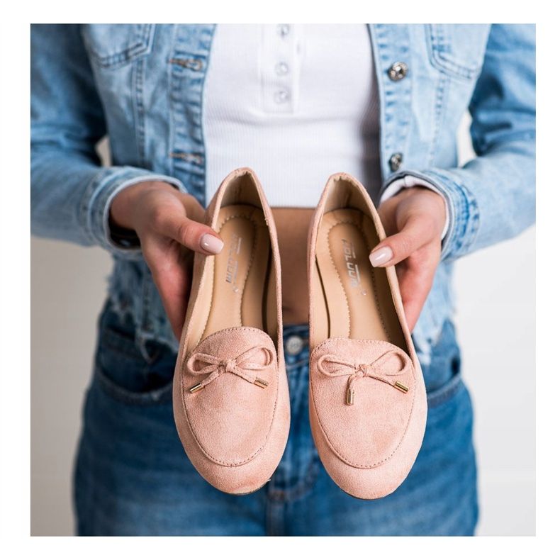 Abloom Domnii din piele de căprioară cu arc roz 1 Abloom Domnii din piele de căprioară cu arc roz 1