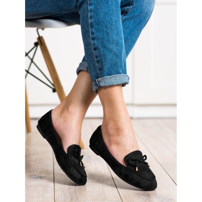 Abloom Domnii din piele de căprioară cu arc negru 2