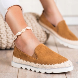 SHELOVET Slipons din piele de căprioară pentru primăvară maro 1