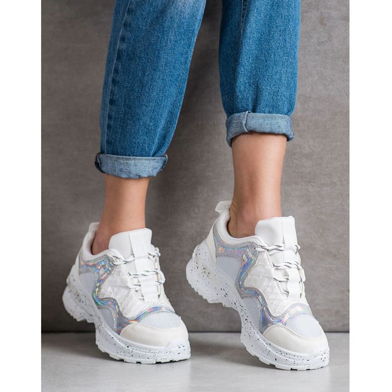 SHELOVET Adidași cu efect Holo alb multicolor 2