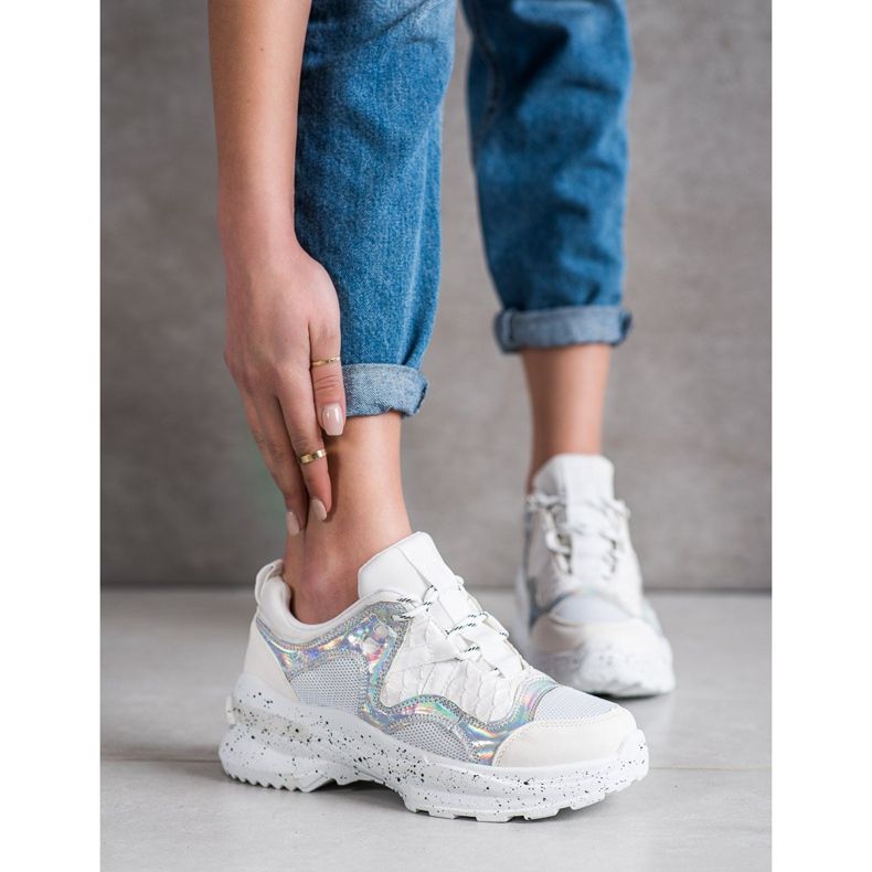 SHELOVET Adidași cu efect Holo alb multicolor 1