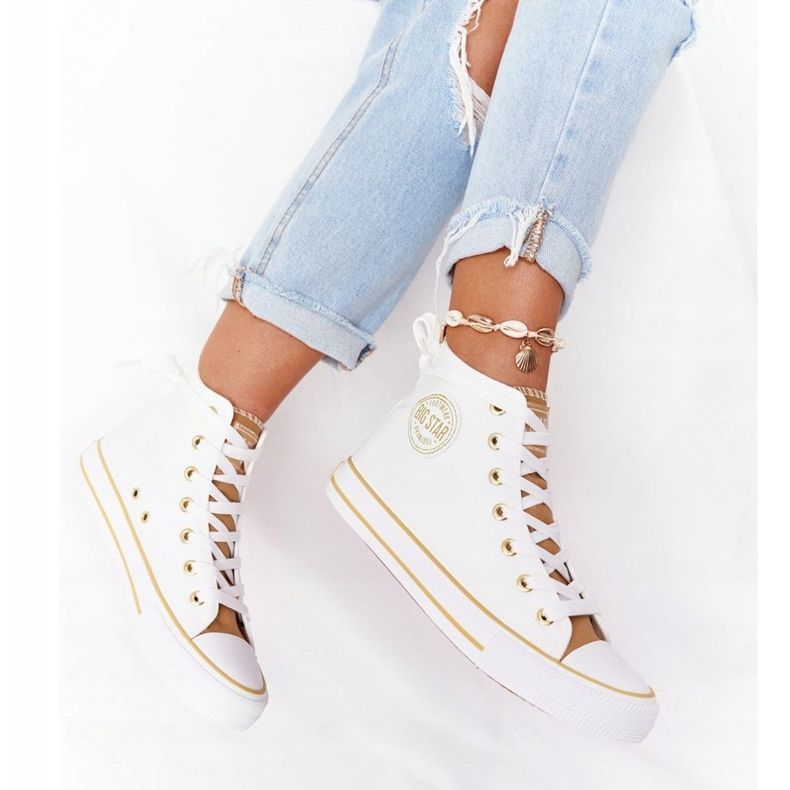 Adidași înalte pentru femei Big Star HH274450 Alb bej 2