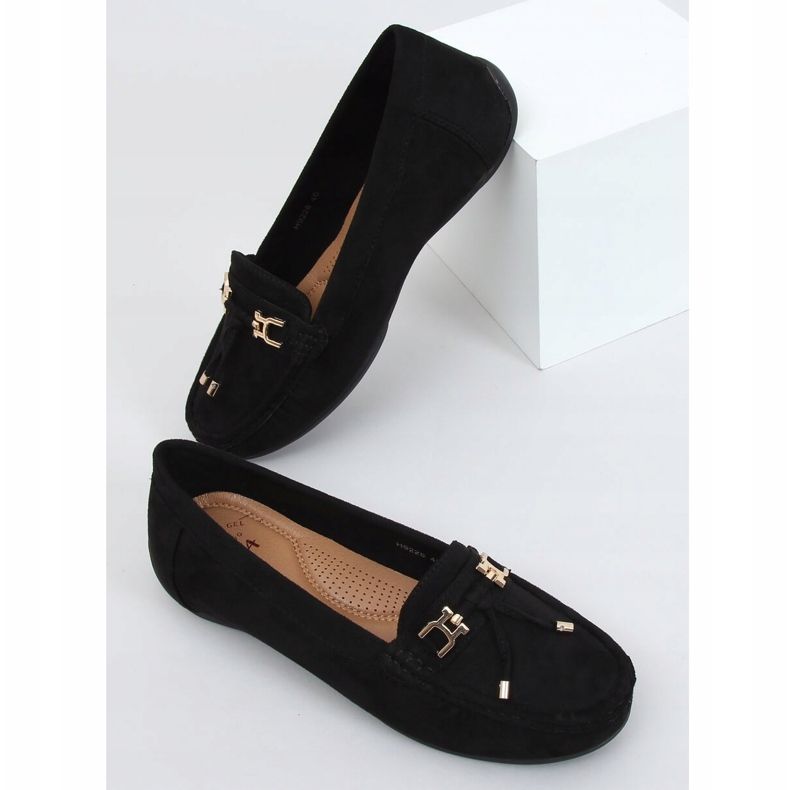 Mocasini dama negri cu platformă neagră H9228 Negru 1