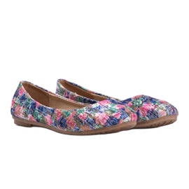 Balerine albastre strălucitoare cu flori Luz albastru 1 Balerine albastre strălucitoare cu flori Luz albastru 1