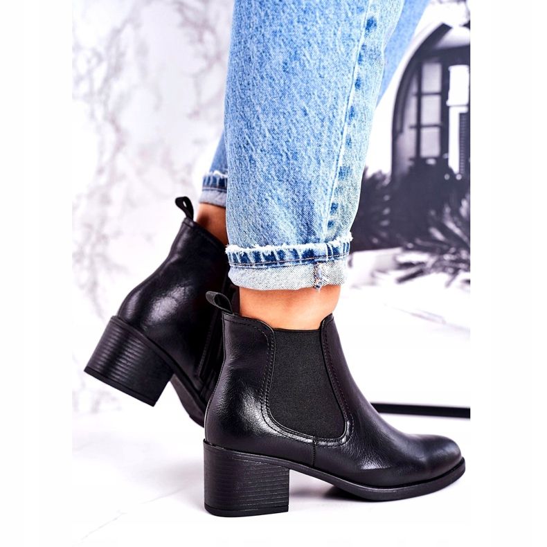 J. Star Cizme calde pentru femei Cizme Jodhpur Pe toc negru pentru totdeauna 3