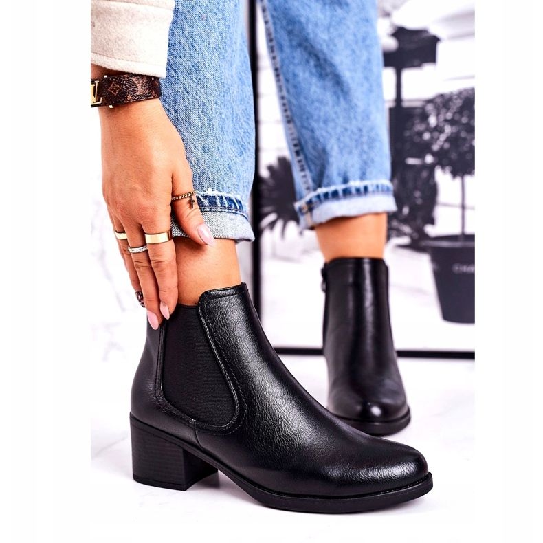 J. Star Cizme calde pentru femei Cizme Jodhpur Pe toc negru pentru totdeauna 1