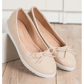 Diamantique Balerini la modă cu piele ecologică bej 1