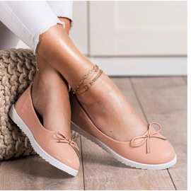 Diamantique Balerini la modă cu piele ecologică roz 1