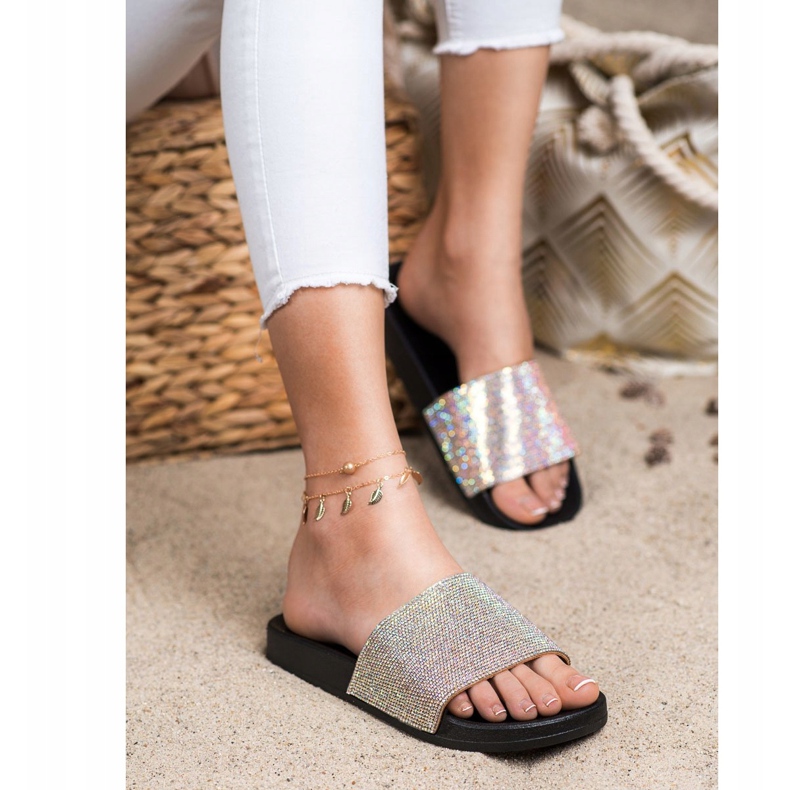 Seastar Papuci Cu Cristale negru argint 2