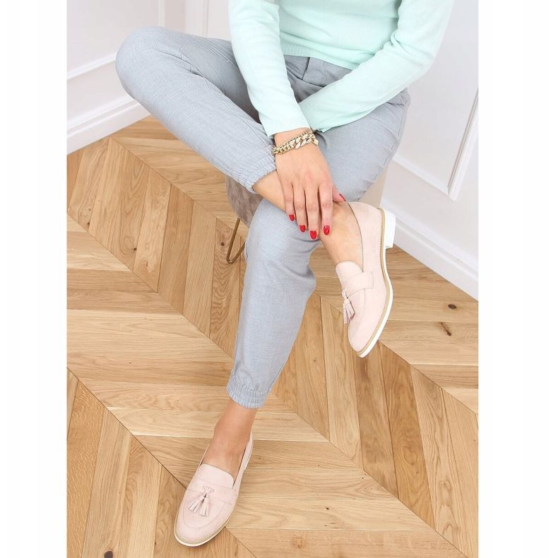 Mocasini bej pentru femei AB695 Nud 2