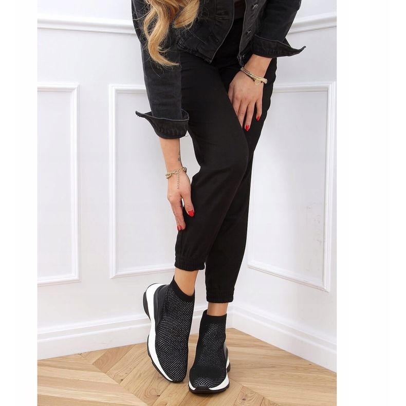 Pantofi sport negri RQ286 negri pe un toc ascuns negru 2