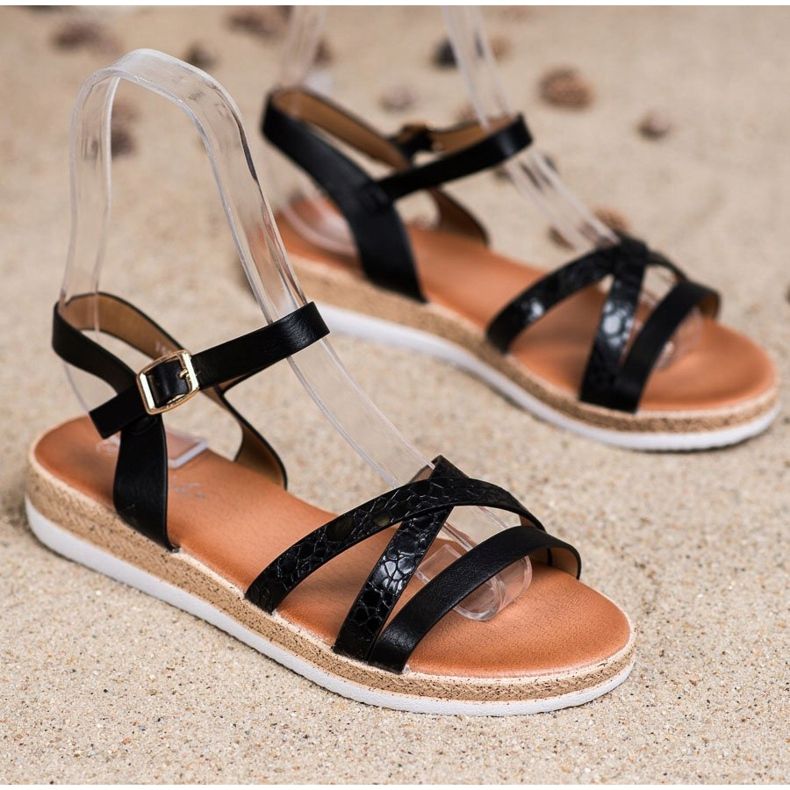 Weide Sandale negre confortabile negru 1