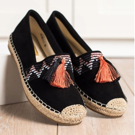 Best Shoes Espadrile la modă cu ornamente negru 2