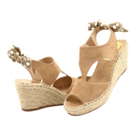 Femei bej espadrilles cu un arc 21SD98-3593 3