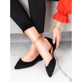 Lovery Balerini din piele de căprioară cu decupaj negru 1