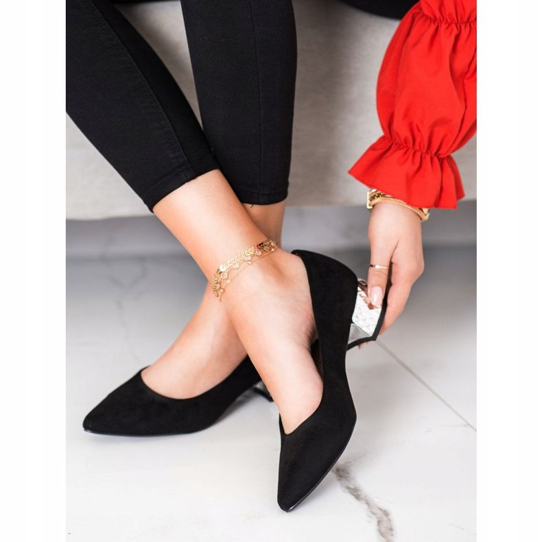 Filippo Pompele negre cu toc auriu negru 1