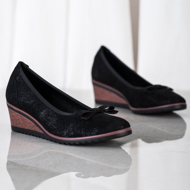 Vinceza Pompe cu pană ajurată negru 1