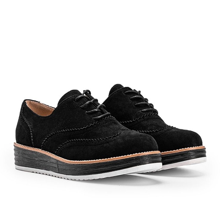 Pantofi negri din piele de căprioară pe talpă înaltă din Kenya negru 1