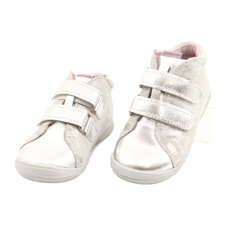 Mazurek Ghete din piele sport velcro 1264 floare argintie 2
