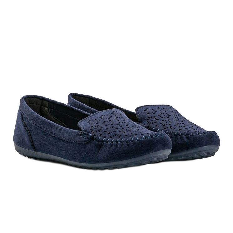Mocasini din culoarea bleumarin cu vârful ajurat Frida albastru marin 1 Mocasini din culoarea bleumarin cu vârful ajurat Frida albastru marin 1