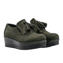 Pantofi din piele de căprioară verzi pe pană Makenzie verde 1 Pantofi din piele de căprioară verzi pe pană Makenzie verde 1