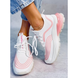 Șosete sport albe BX1820-SP ALB / ROSU roz 1