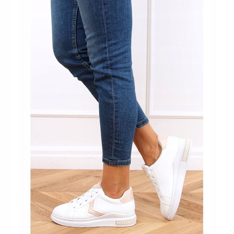 Adidași de damă albi CC-40 Roz 2