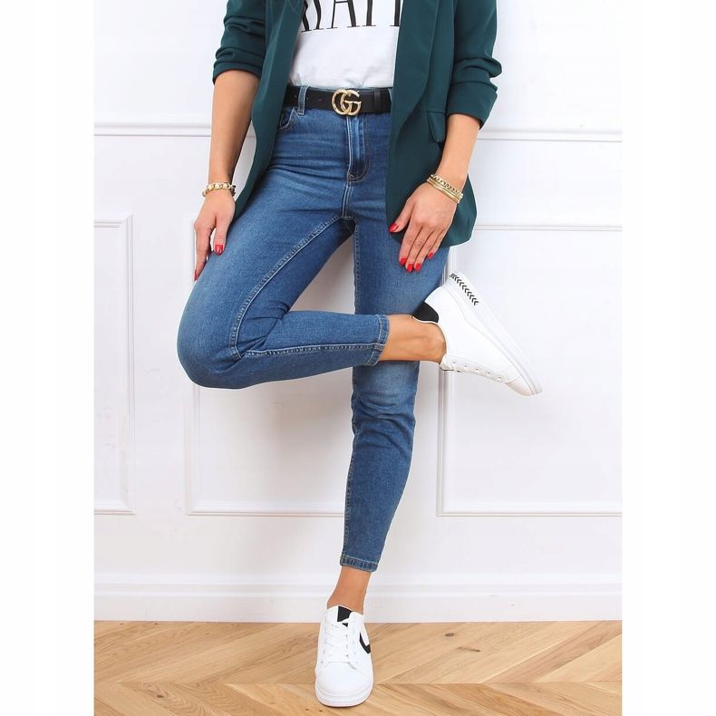 Adidași de damă albi CC-40 WHITE / BLACK negru 1