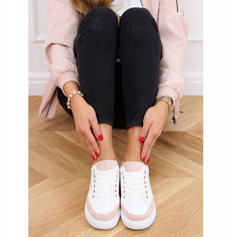 Adidași de damă albi 6110 Roz 1