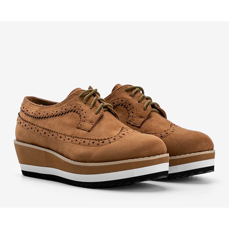 Pantofi din piele intoarsa maro cu talpa inalta Camryn 1