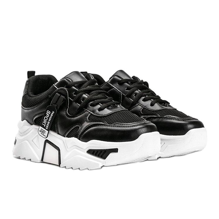 Adidași negri cu talpă groasă Cristina negru 1