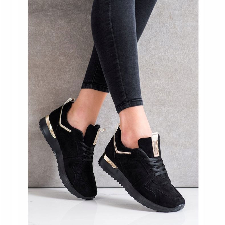 SHELOVET Adidași din piele neagră negru 2