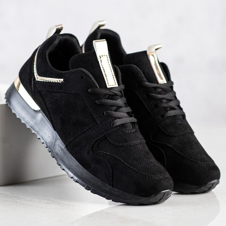 SHELOVET Adidași din piele neagră negru 1