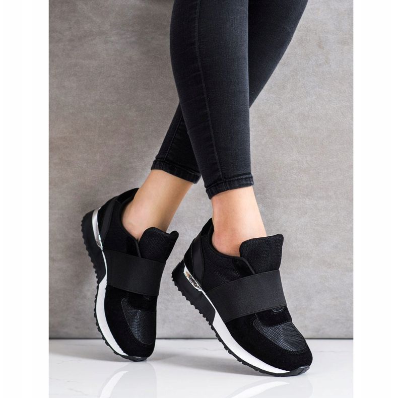 SHELOVET Adidași eleganți cu alunecare negru 1