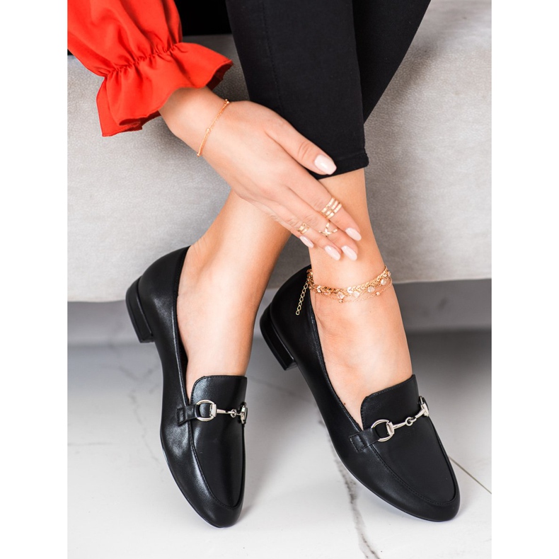 Sergio Leone Mocasini clasici cu piele ecologică negru 2