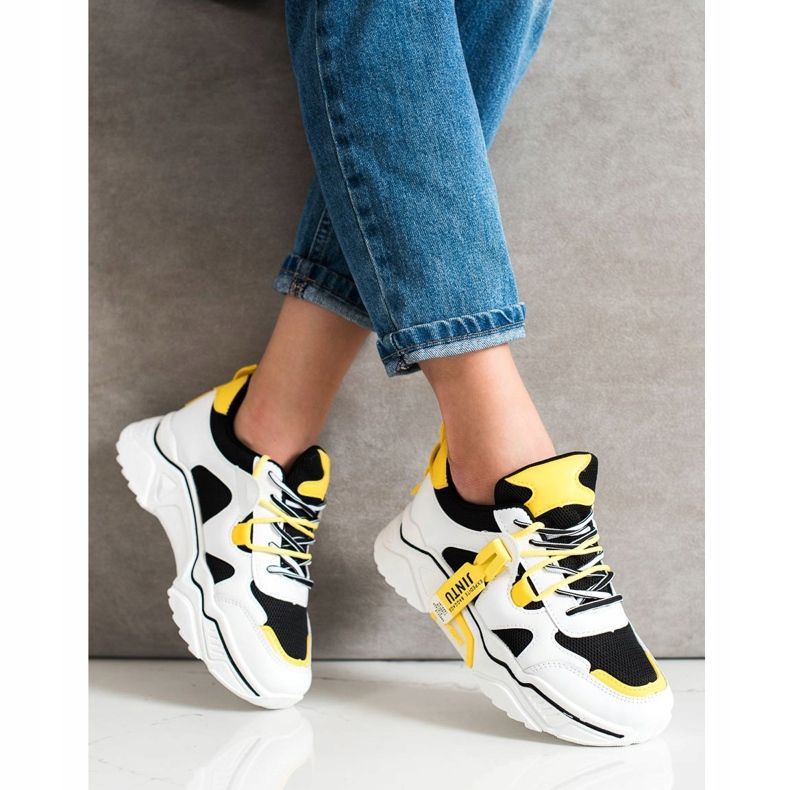 Weide Adidași cu șireturi de modă alb negru multicolor 2