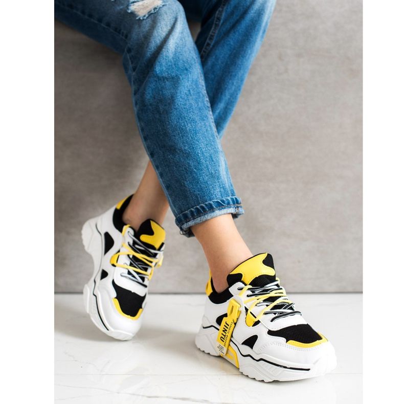 Weide Adidași cu șireturi de modă alb negru multicolor 1