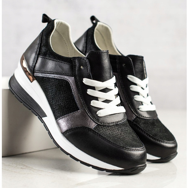 Adidași cu sclipici VINCEZA negru 1