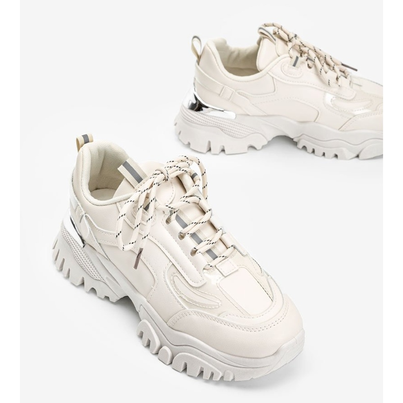 Adidași bej cu inserții Ansley metalice 2