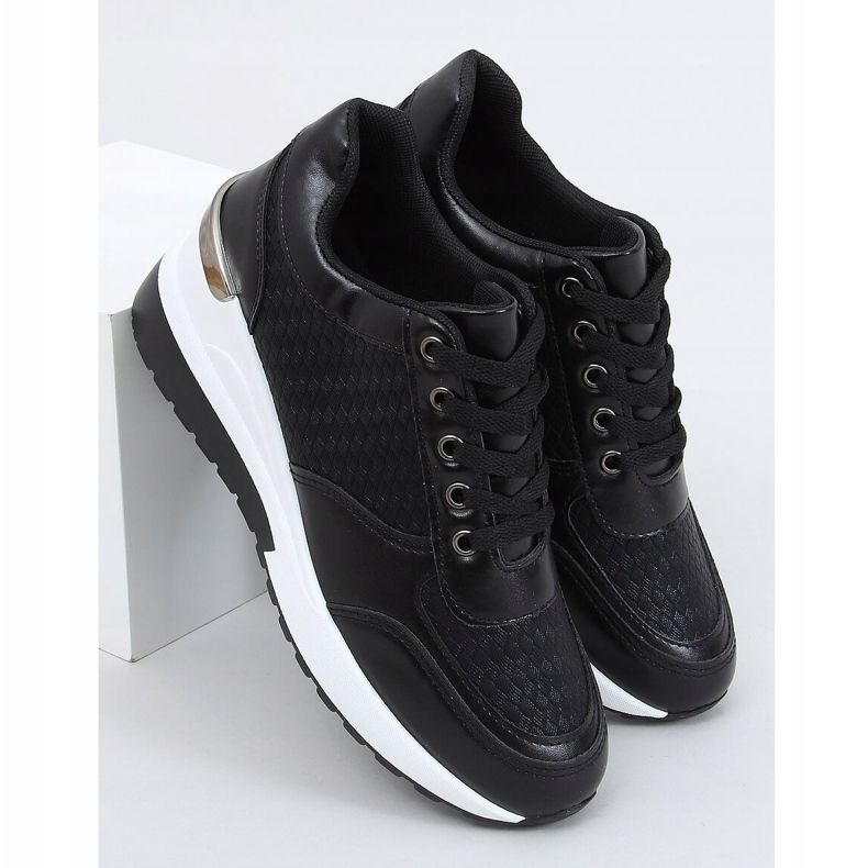 Pantofi sport negri MY-2717 negri pe un toc ascuns negru 1