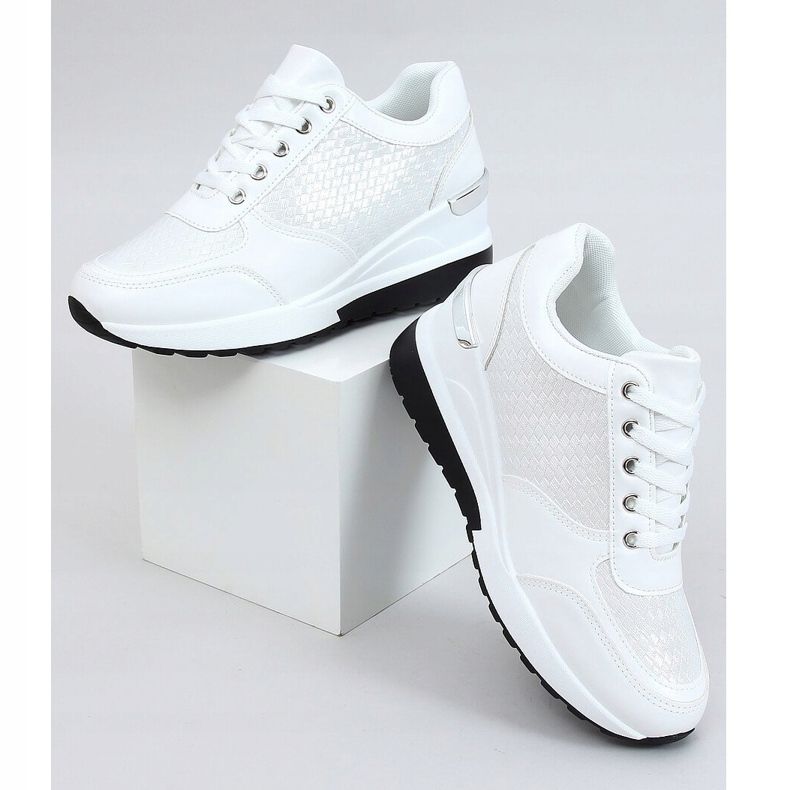 Alb MY-2717 Pantofi sport albi pe un toc ascuns 1