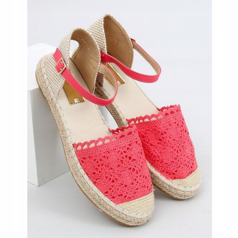 Espadrile din dantelă zmeură LX201 Roșu roz 1 Espadrile din dantelă zmeură LX201 Roșu roz 1