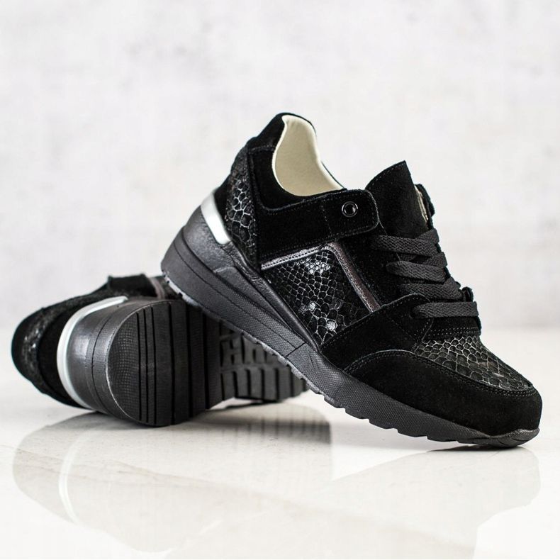 Evento Adidași din piele cu imprimeuri de șarpe negru 1