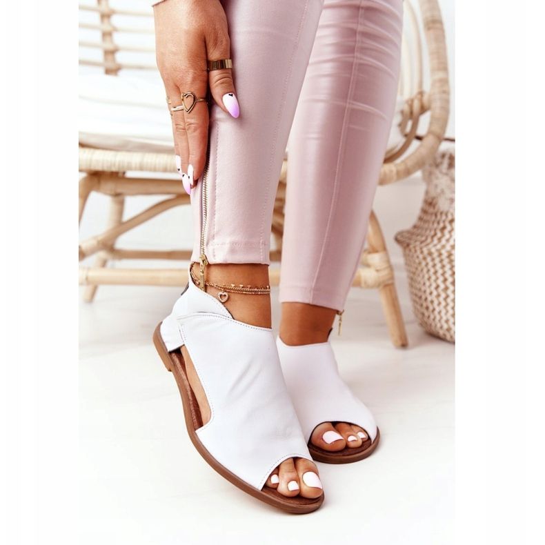 Sandale din piele pentru femei Nicole 2622 White alb 2