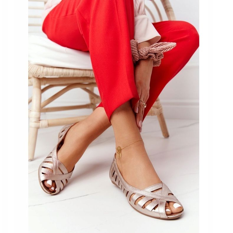 Balerini de aur Maciejka din piele 04506-25 1 Balerini de aur Maciejka din piele 04506-25 1