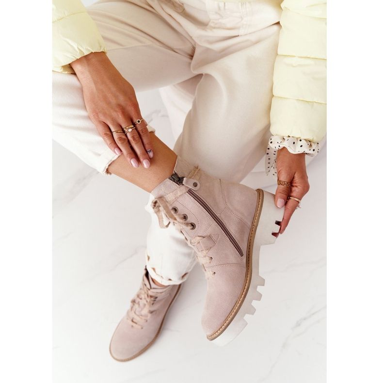 Cizme deschise din piele de căprioară Maciejka Bej 05033-04 maro 1