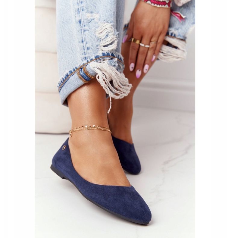 Balerini din piele întoarsă Sergio Leone BL622 Albastru marin 2