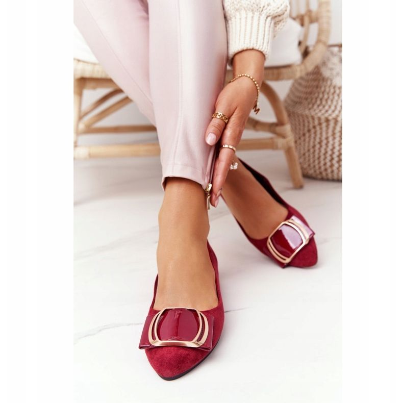 Balerini din piele de căprioară cu cataramă Sergio Leone BL623 Burgundy roșu multicolor 2 Balerini din piele de căprioară cu cataramă Sergio Leone BL623 Burgundy roșu multicolor 2