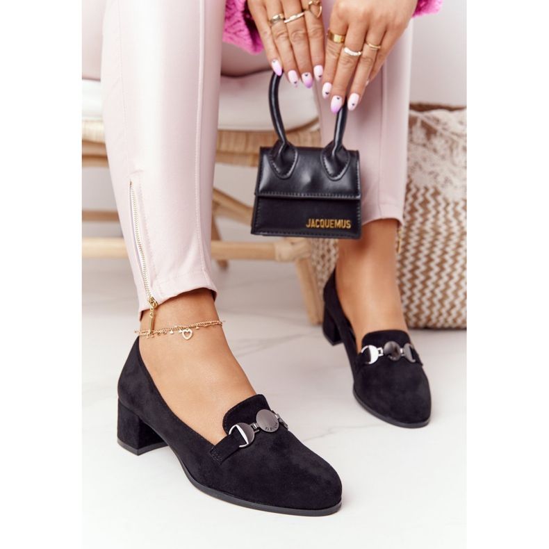 Pompe din piele de căprioară pe toc Sergio Leone PB148 Negru 2