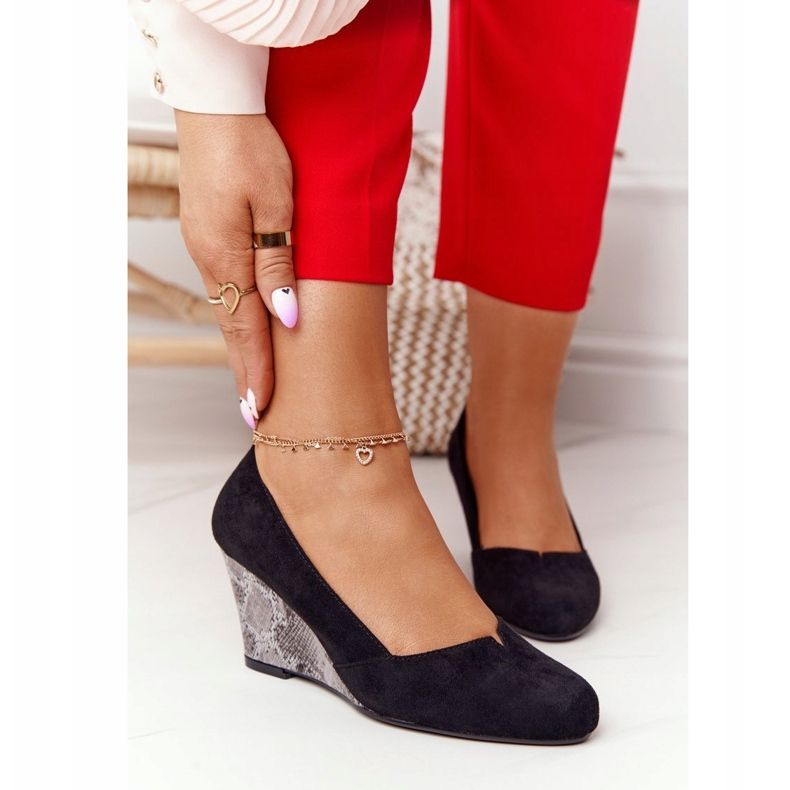 Pumps On Wedge Sergio Leone PB767 Snake Black negru 2